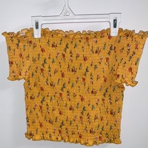 Yellow Off The Shoulder Crop Top